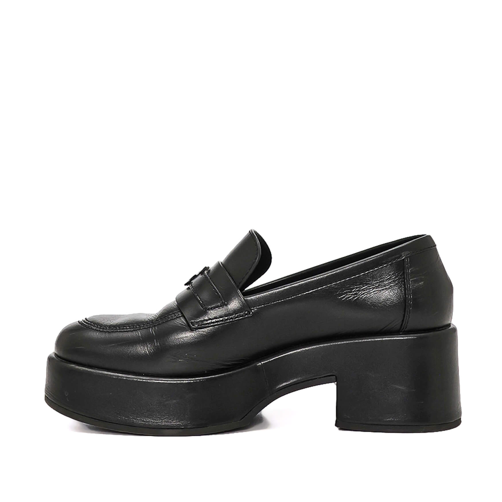 Chanel - Black Leather CC Loafers